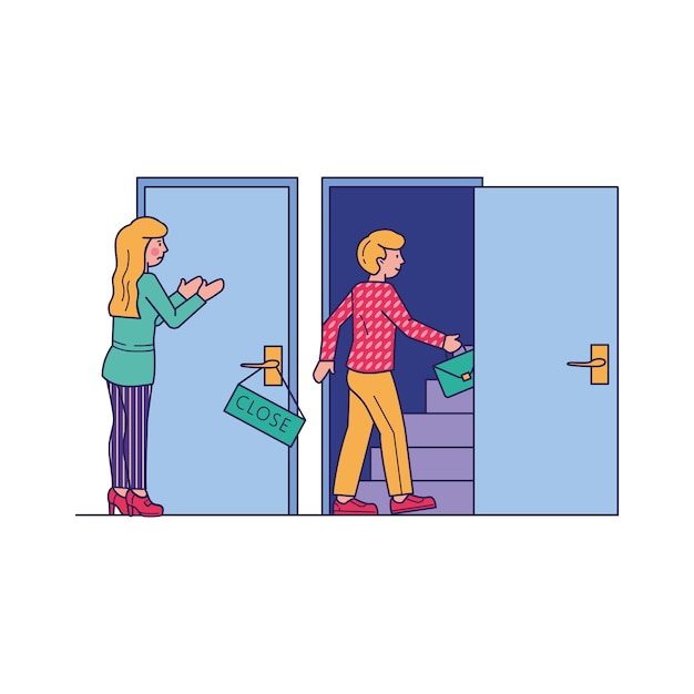 Free Vector Man Entering By Open Door 9402