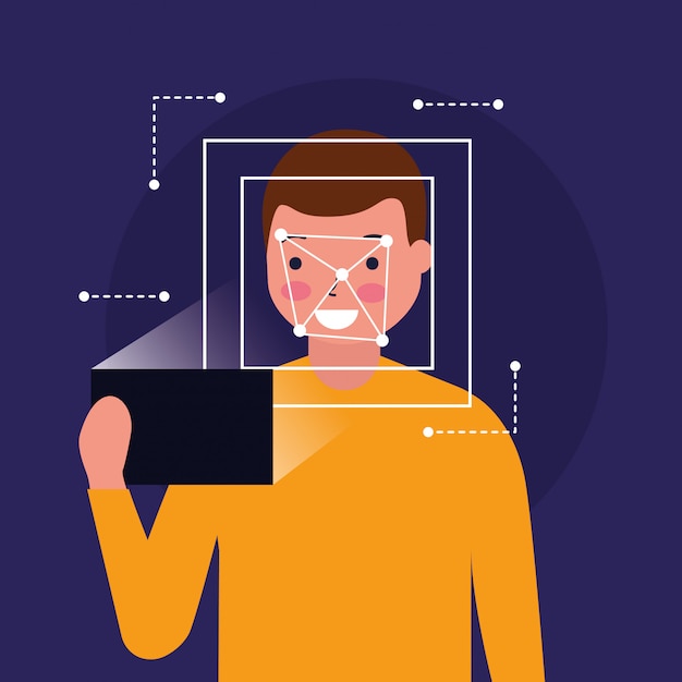 Man face scan biometric digital technology Free Vector