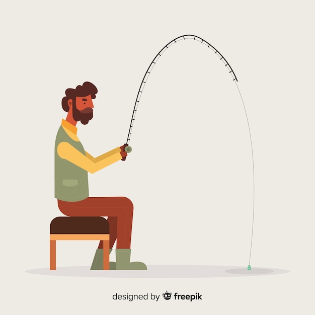 Download Free Vector Man Fishing Backgronund