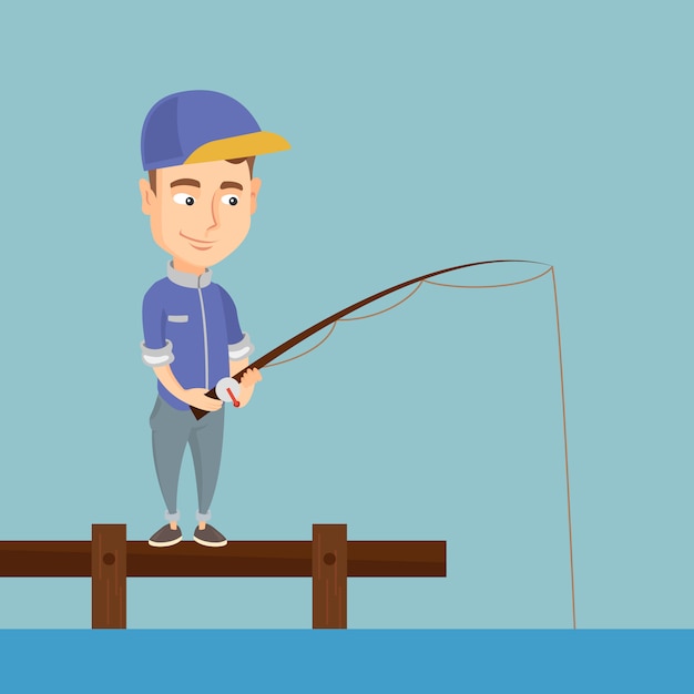 Download Man fishing on jetty vector illustration. Vector | Premium ...