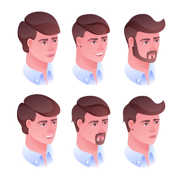 Man Head Hairstyle Illustration For Barbershop Or Hairdresser