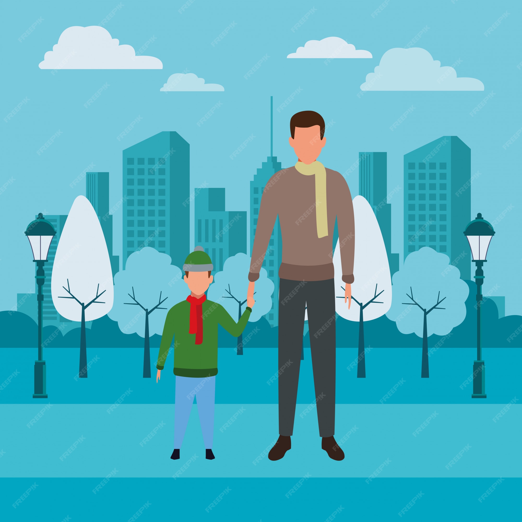 Premium Vector Man Holding Hand With Child