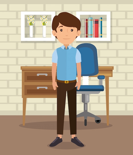 Download Man in home office place house Vector | Free Download