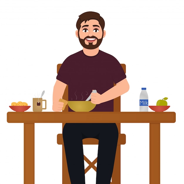 Premium Vector | A man is eating food