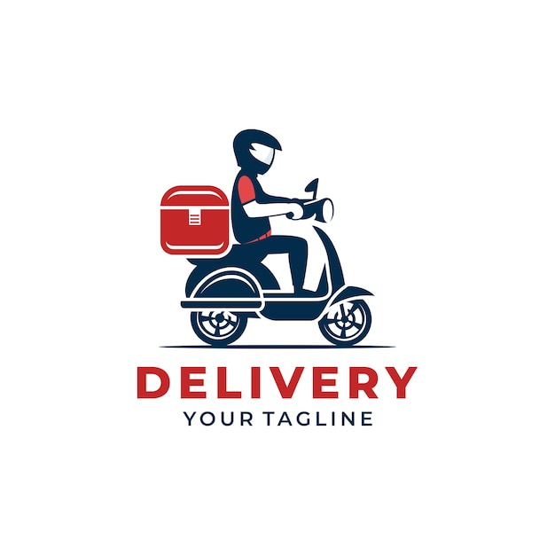 Premium Vector | A man is riding a scooter. delivery logo