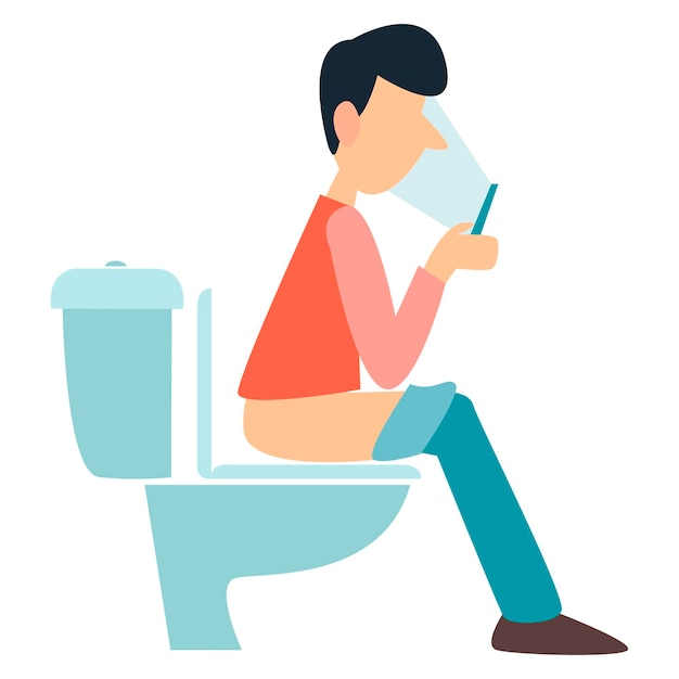 Premium Vector | A man is sitting on the toilet problems with the ...