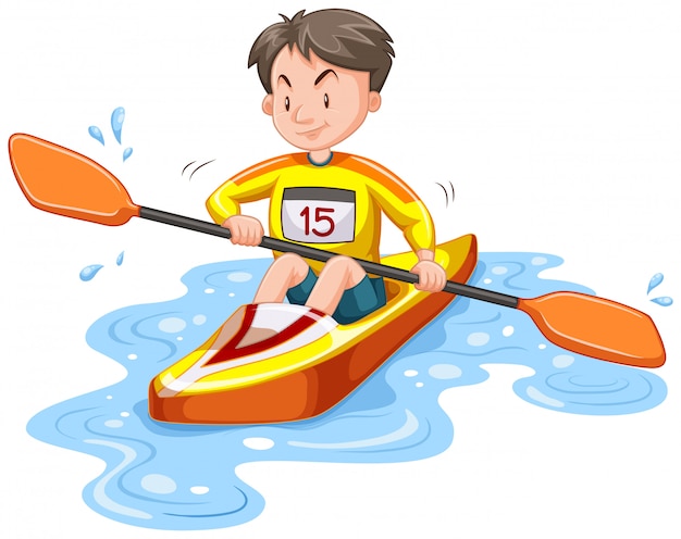 Man kayaking down river isolated Free Vector