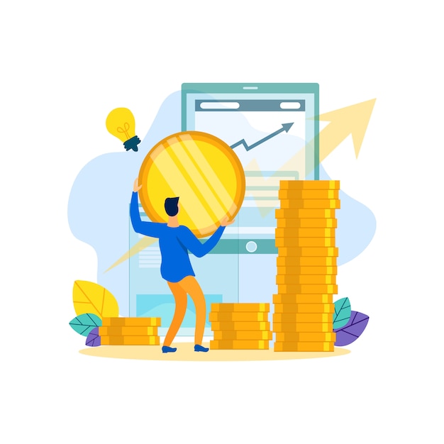 Premium Vector | Man make cash contribution to business