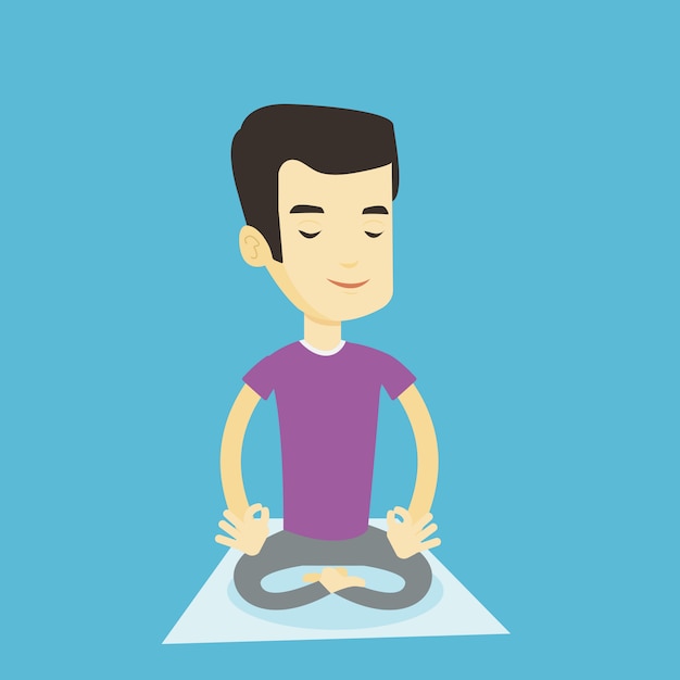 Premium Vector Man Meditating In Lotus Pose 