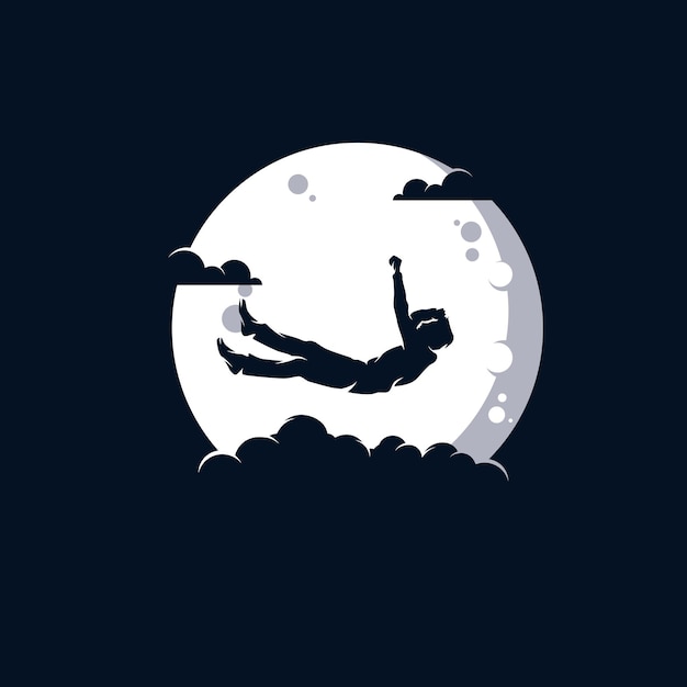 Premium Vector | A man in the moon logo design