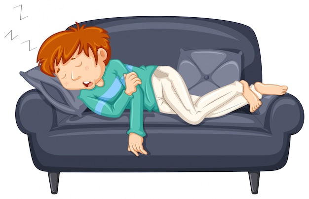 Premium Vector | Man napping on black sofa