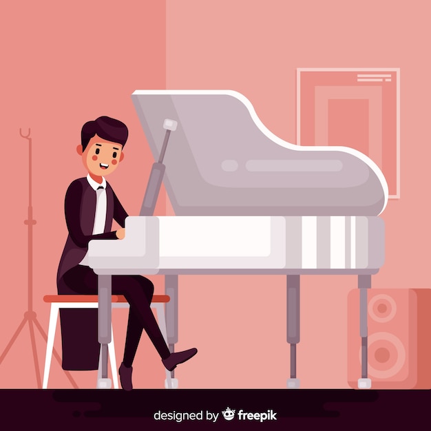 Premium Vector Man Playing The Piano At The Concert