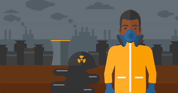 Premium Vector | Man in protective chemical suit.