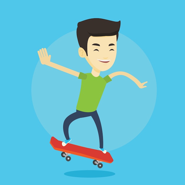 Premium Vector | Man riding skateboard vector illustration.