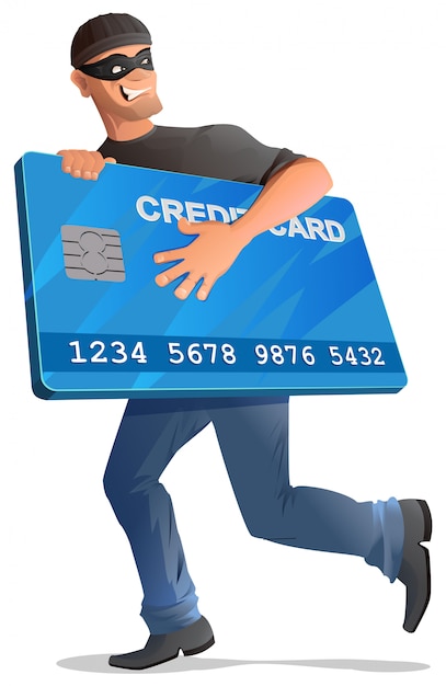 Premium Vector | Man robber runs with credit card