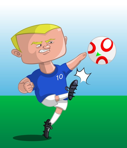 Premium Vector A Man Shooting A Ball In Soccer Competition Cartoon