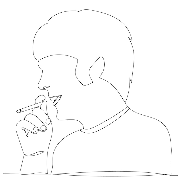 Premium Vector Man smoking cigarette one continuous line drawing vector