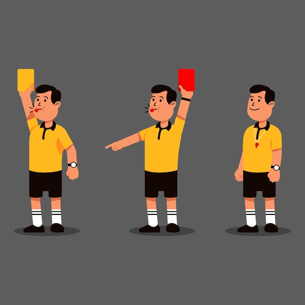Premium Vector | Man soccer referee action character collection