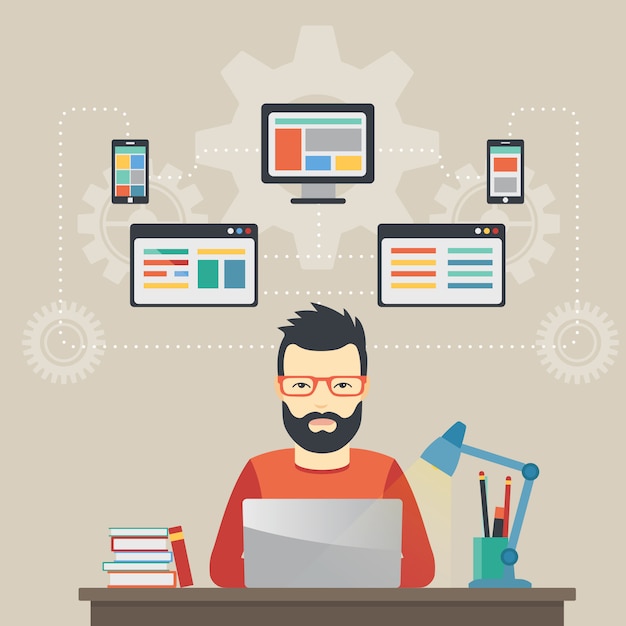 Premium Vector | Man Software Engineer Concept