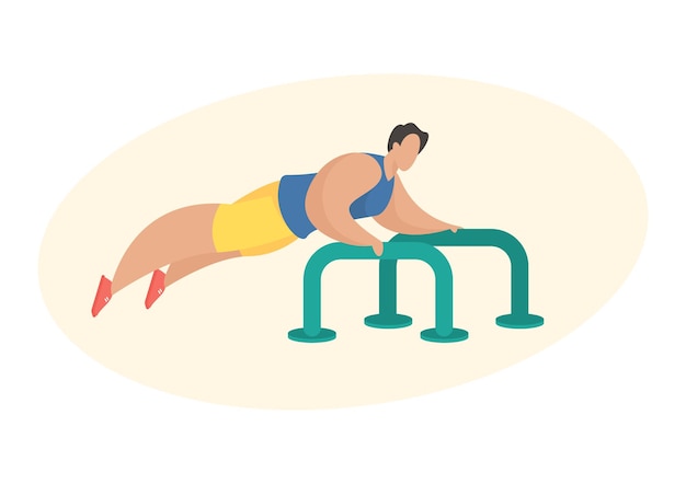 Premium Vector | Man in sportswear doing push up using outdoor fitness ...