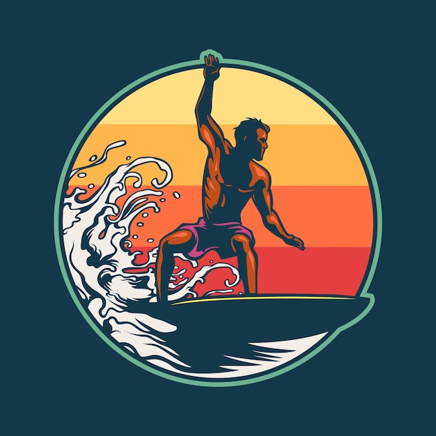 Premium Vector | Man surfing