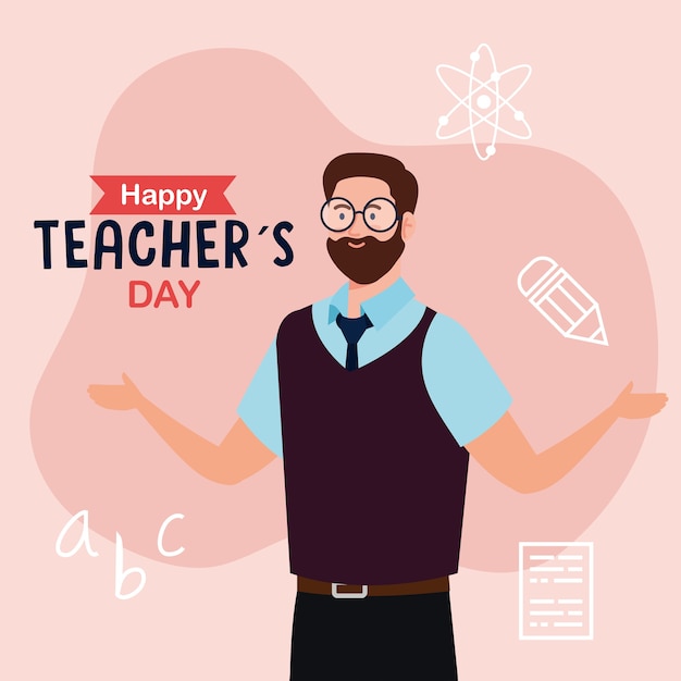 Premium Vector | Man teacher design, happy teachers day celebration and ...