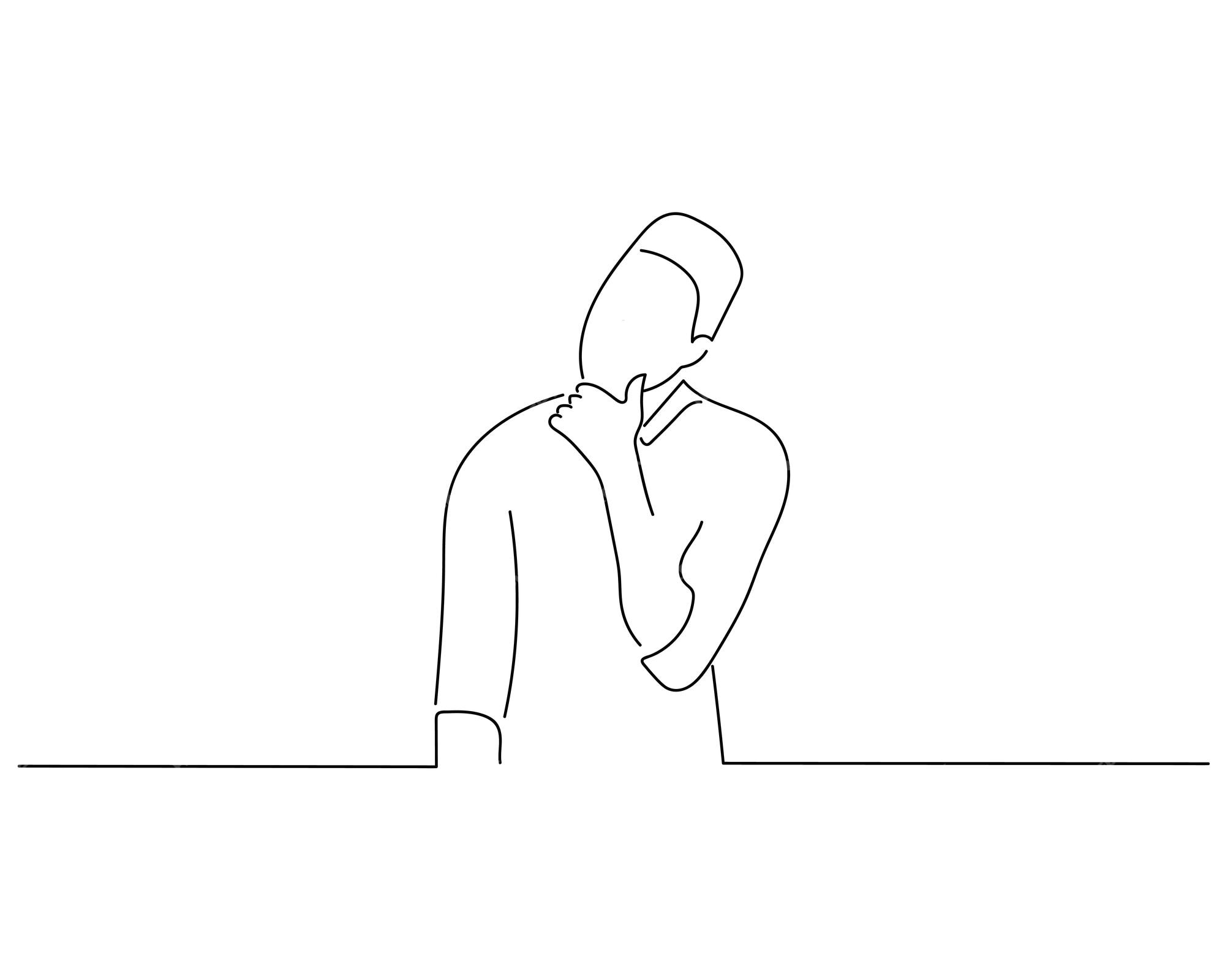 Premium Vector | Man thinking sketch or continuous line art illustration