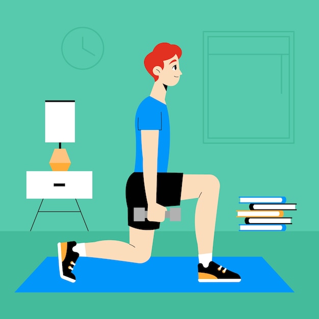 Download Man training at home alone | Free Vector
