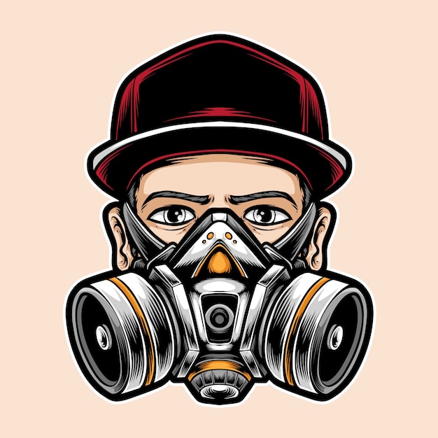 Man wearing respirator mask | Premium Vector