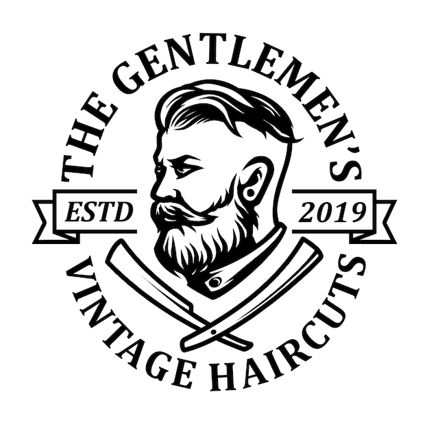 Man with bearded and barbershop icon logo design Premium Vector