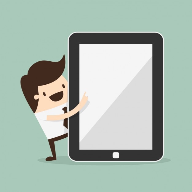 Man with a tablet Free Vector