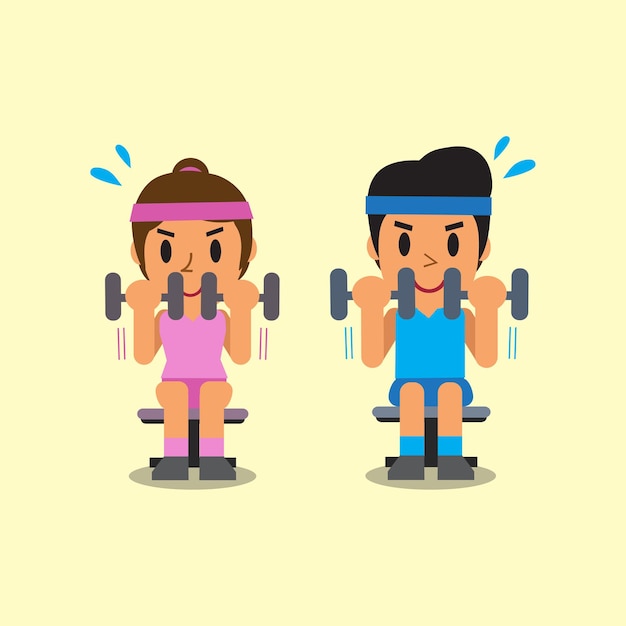 Premium Vector Man And Woman Doing Dumbbell Curl Exercise 4467