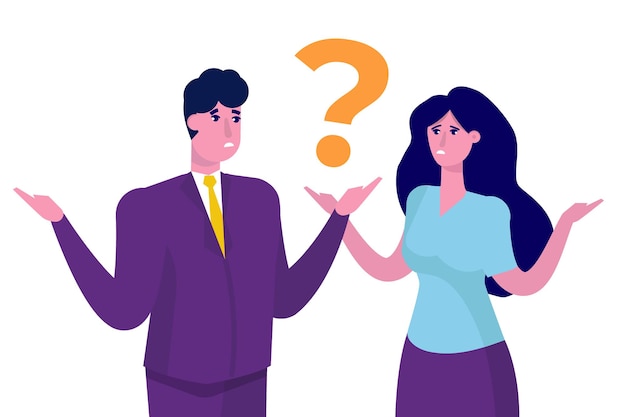 Premium Vector | Man and woman have a question