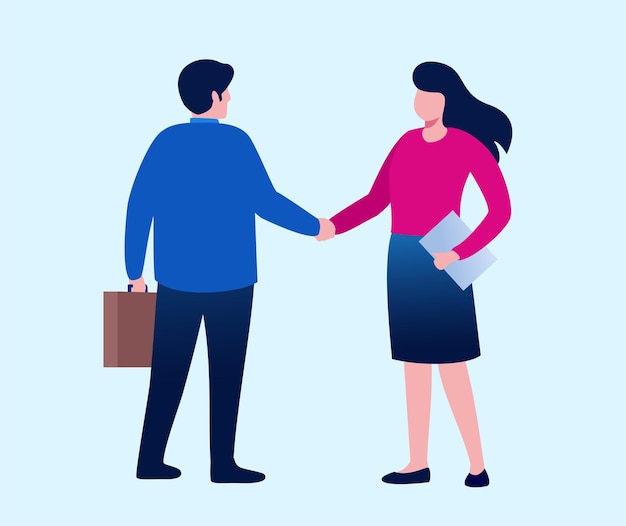 Premium Vector | Man and women hand shaking represent a partnership ...