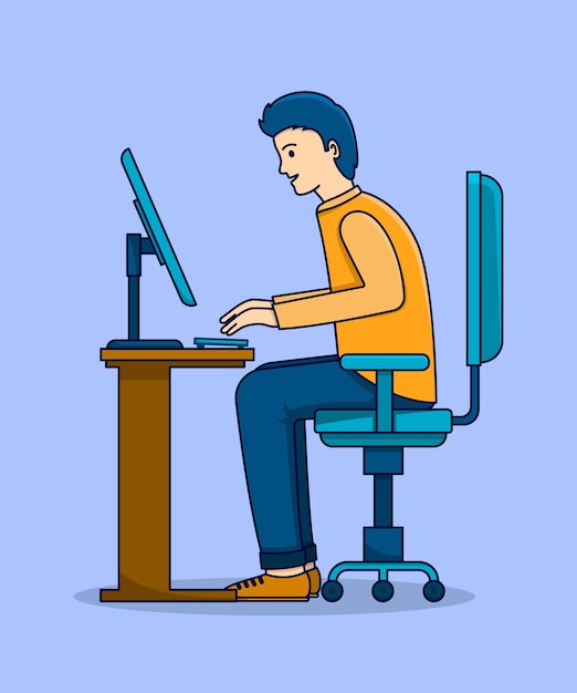Premium Vector | A man working with a computer
