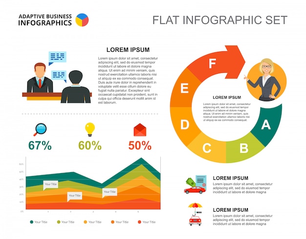 Management area chart template for presentation Free Vector