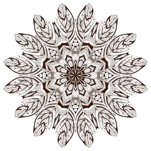 Download Mandala background design with feathers Vector | Free Download