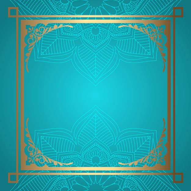 Download Mandala background with decorative gold border | Free Vector