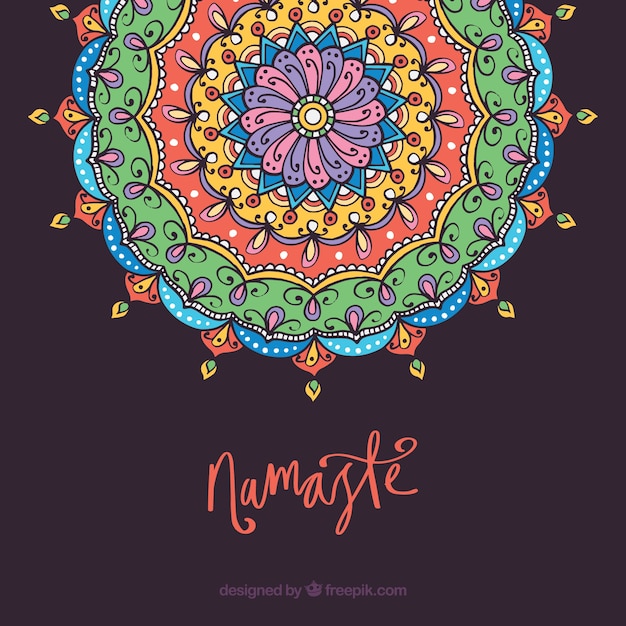 Mandala Background With Namaste Concept Vector Free Download