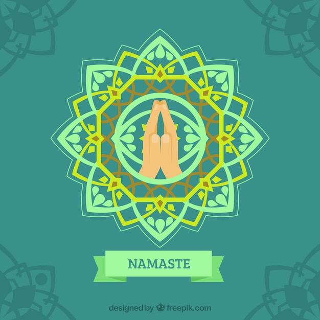 Free Vector Mandala Background With Namaste Greeting