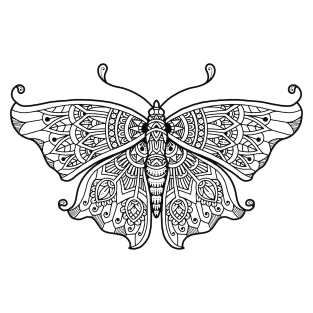 Download Premium Vector | Mandala butterfly design for coloring book