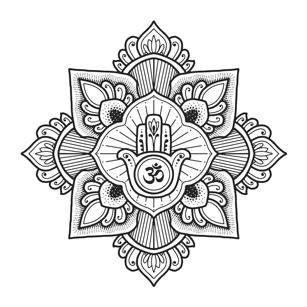 Download Mandala design. hamsa symbol | Premium Vector