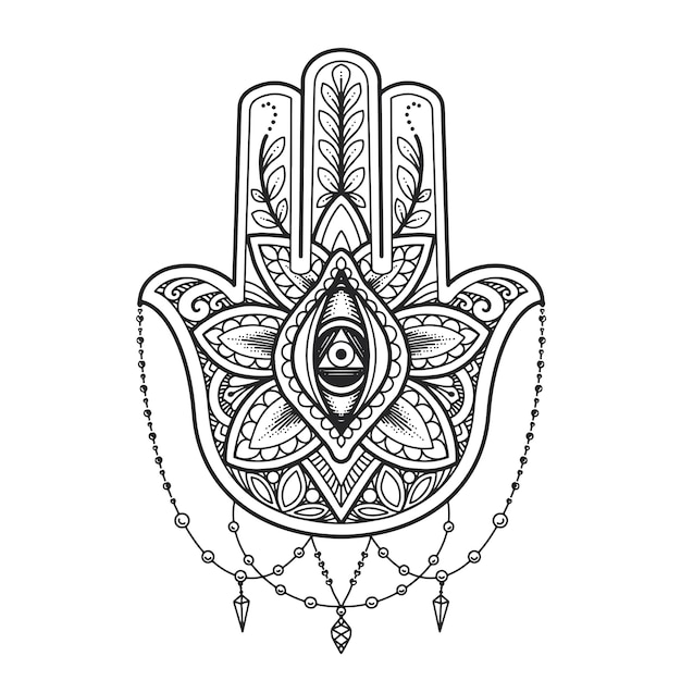 Premium Vector | Mandala design. hamsa symbol