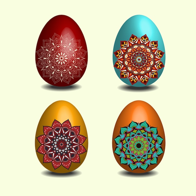 Download Mandala easter egg collection Vector | Premium Download