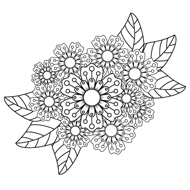 大人のためのマンダラの花が塗り絵をリラックス プレミアムベクター
