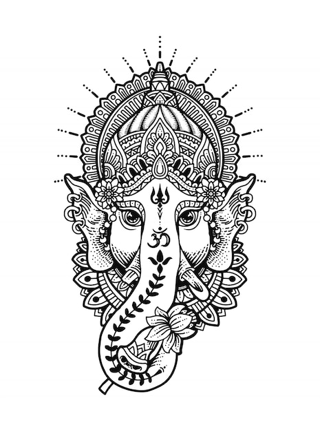 Premium Vector | Mandala ganesha head coloring book