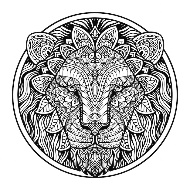 Premium Vector Mandala Lion Head Coloring Book