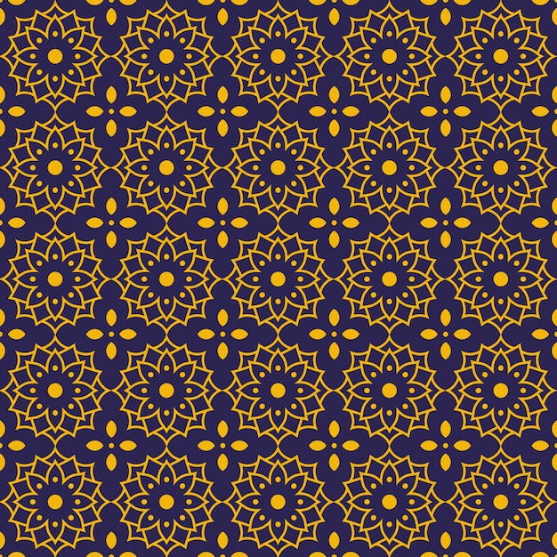 マンダラのシームレスなパターンの背景の壁紙 エレガントな伝統モチーフ ラグジュアリーな幾何学模様 クラシックバティック プレミアムベクター