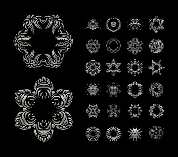 Download Mandala silver round ornaments pattern | Premium Vector