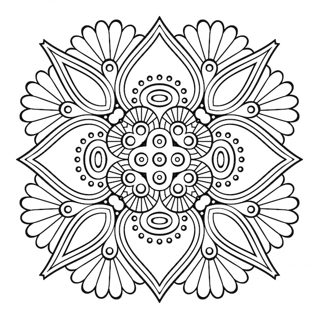 Download Mandala. simple line, decorative element for coloring. | Premium Vector